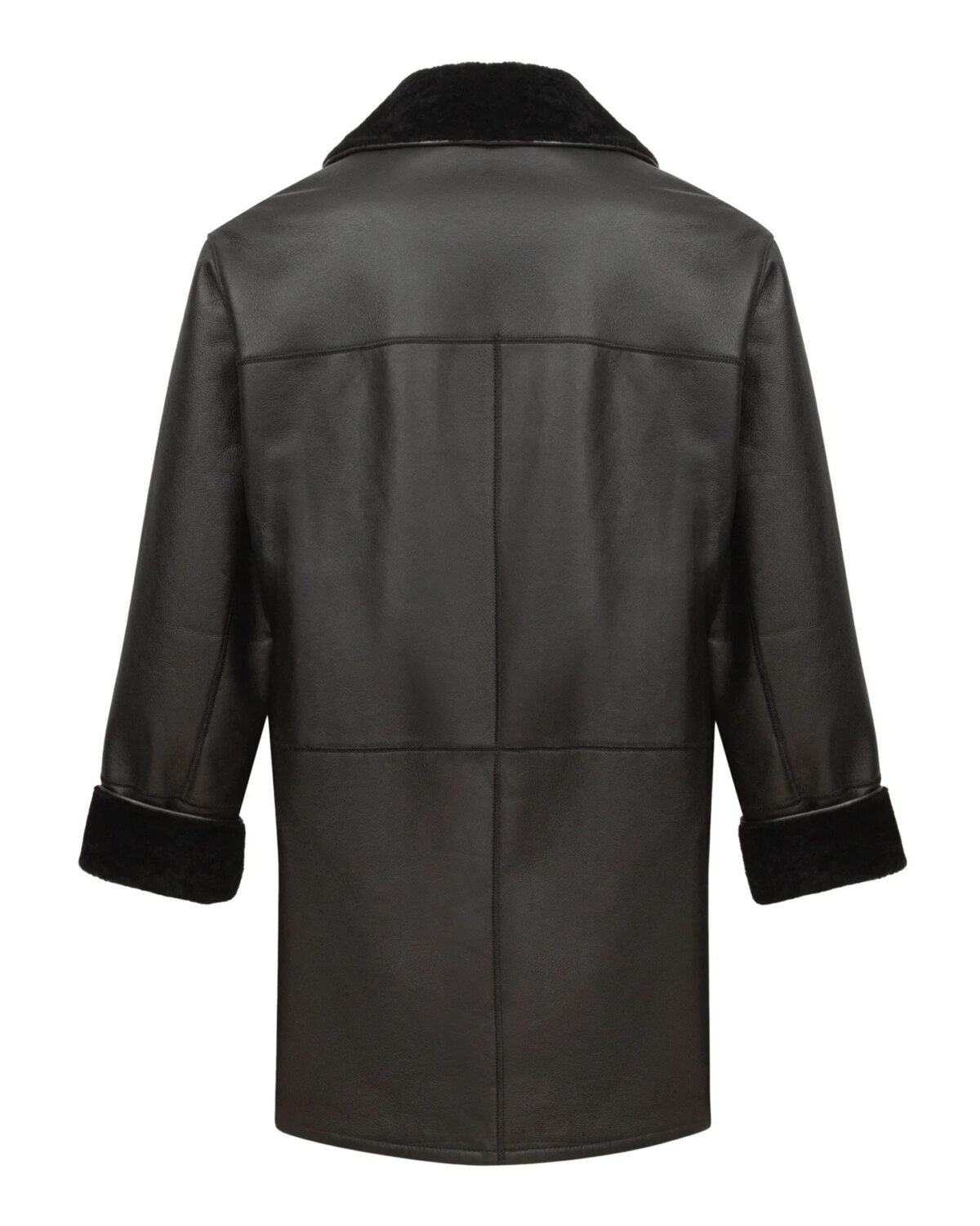 Black Genuine Shearling Fur Coat