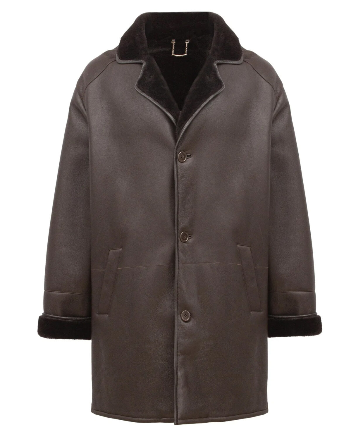 Brown Genuine Shearling Fur Coat