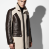 Men Fur Coat With Python Leather Trim