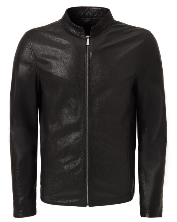Textured Lambskin Leather Moto Jacket