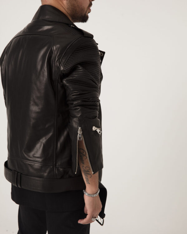 Men’s Biker Leather Jacket With Belt