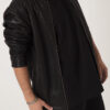 Textured Lambskin Leather Moto Jacket