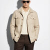Men’s Shearling Fur Coat – Sand Beige