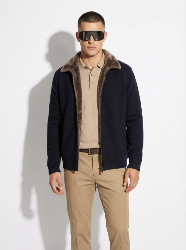 Merino Fur Lined Wool Cardigan