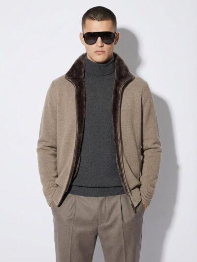 Merino Fur Lined Wool Cardigan