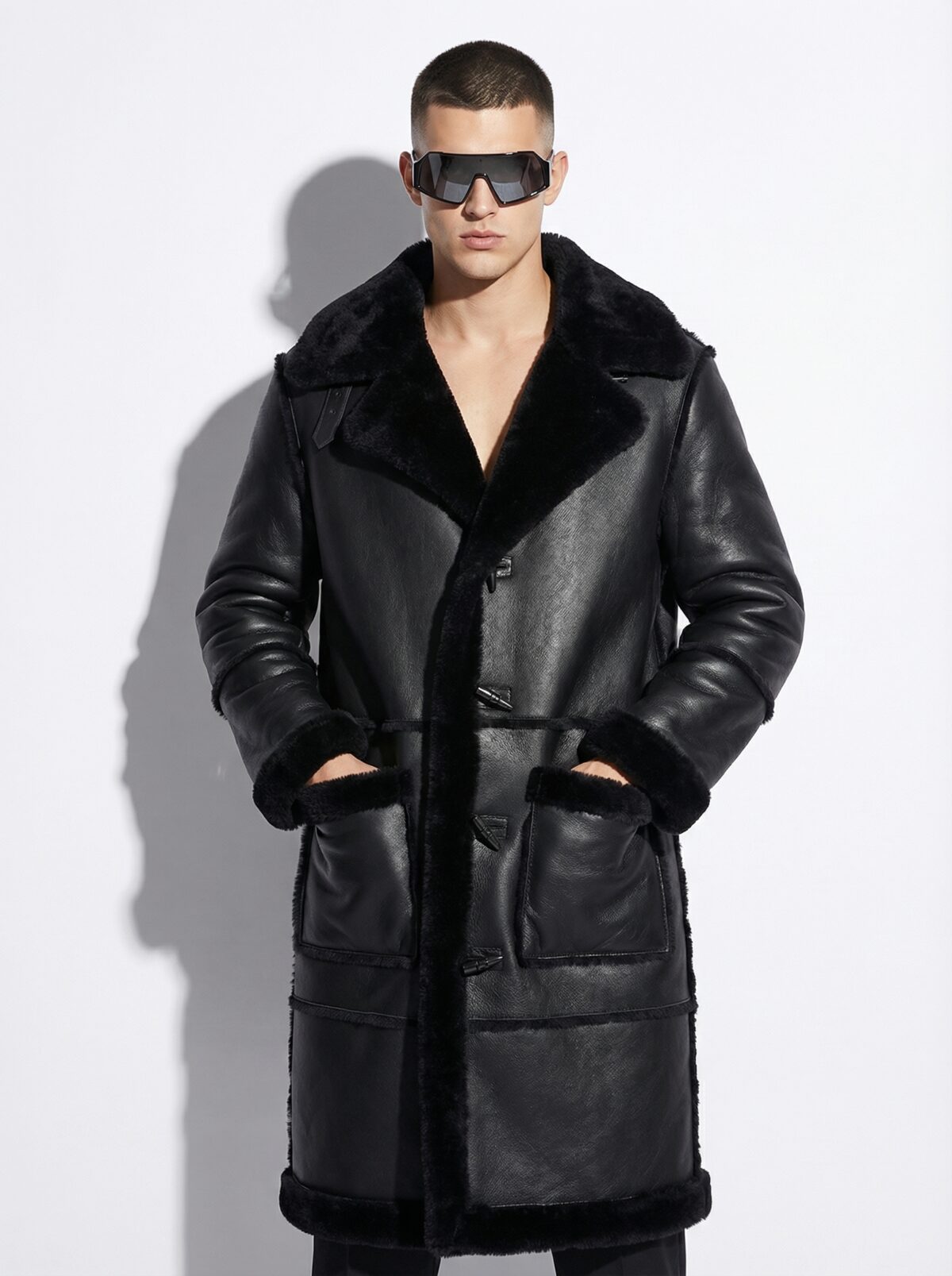 Men's Genuine Shearling Long Fur Coat