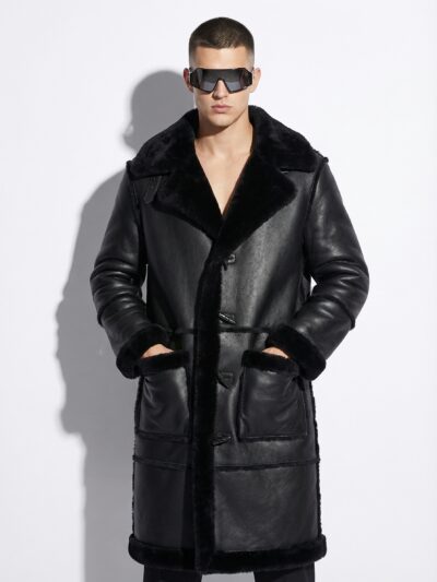 Men's Genuine Shearling Long Fur Coat