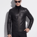 Textured Lambskin Leather Moto Jacket