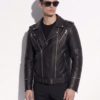 Men’s Biker Leather Jacket With Belt
