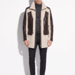 Men Fur Coat With Python Leather Trim