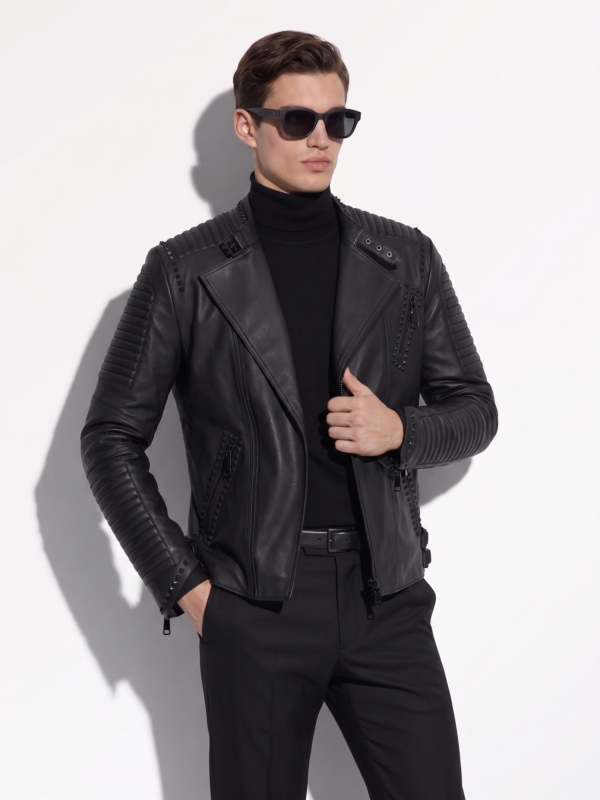Men’s Matte Biker Leather Jacket