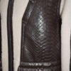 Men Fur Coat With Python Leather Trim