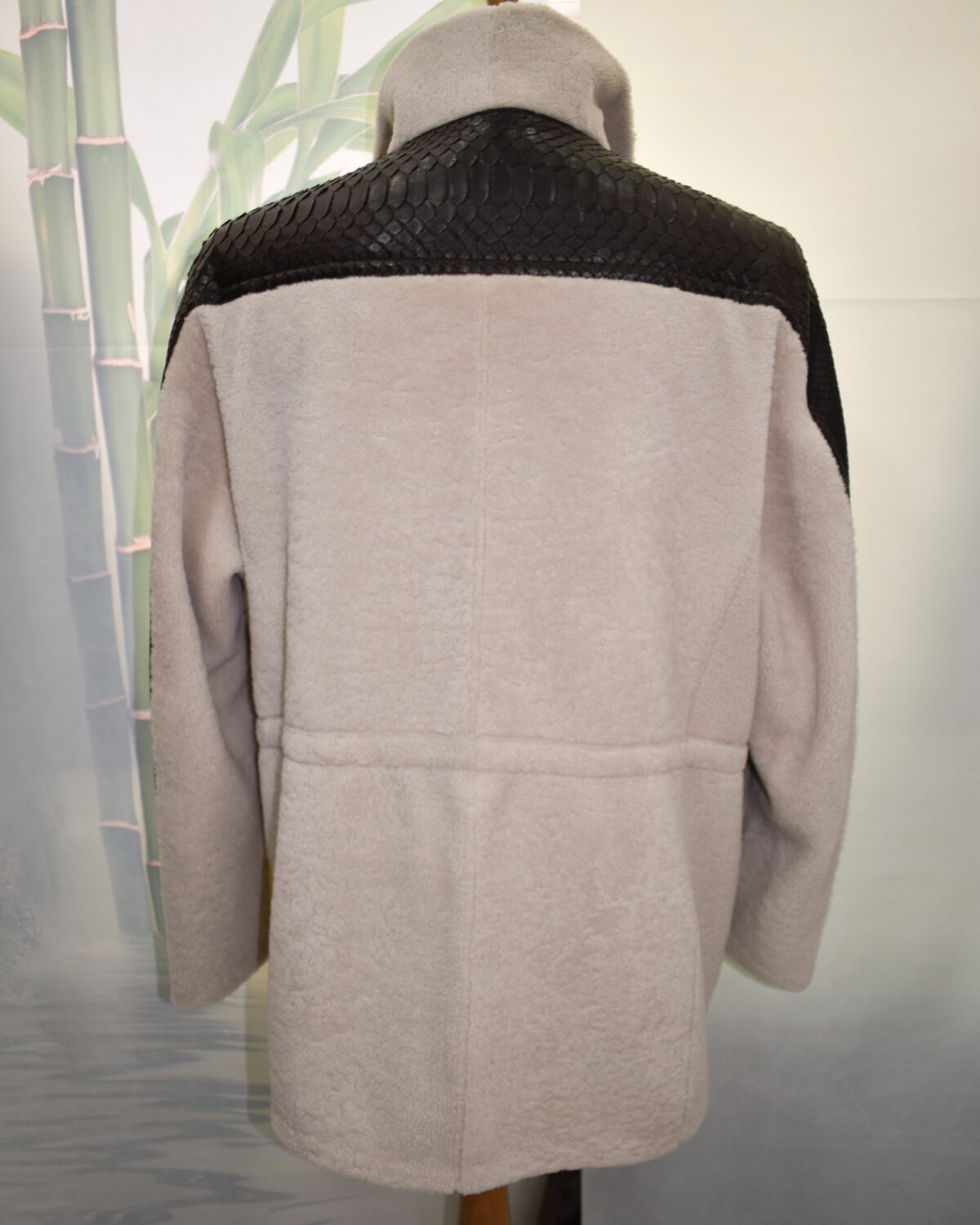 Men Fur Coat With Python Leather Trim