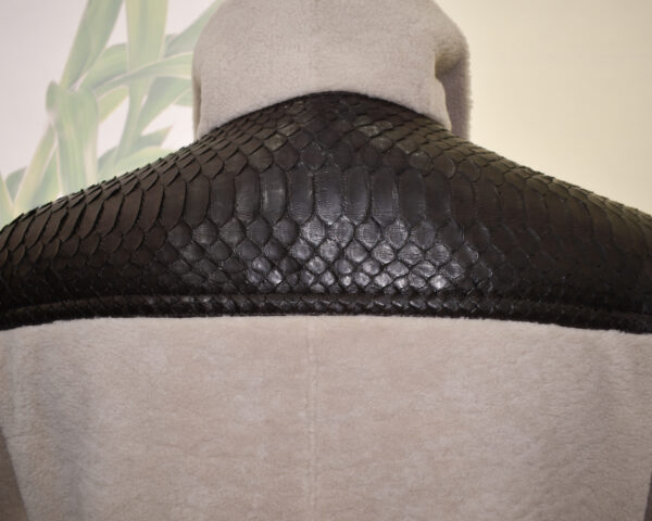 Men Fur Coat With Python Leather Trim