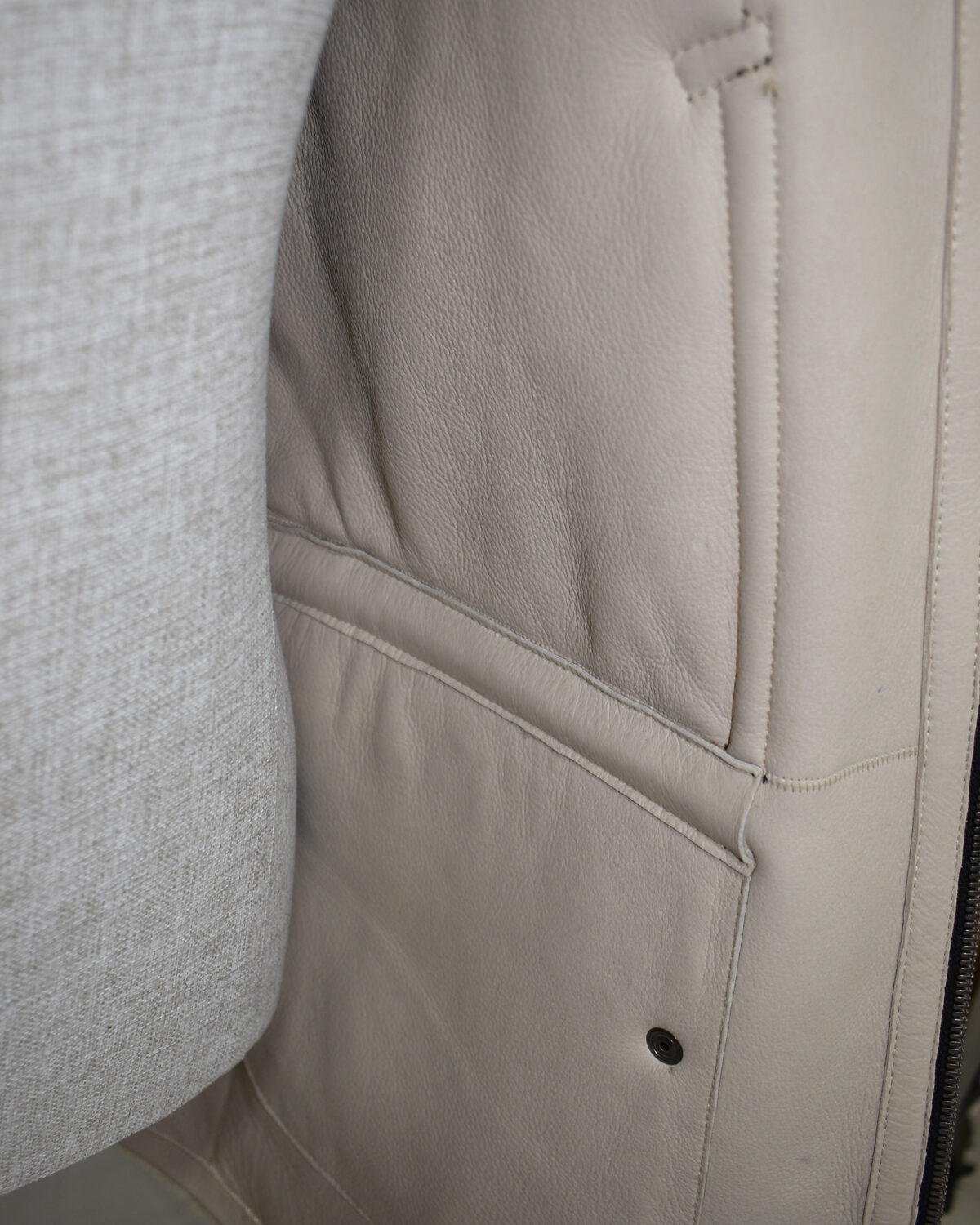 Men Fur Coat With Python Leather Trim