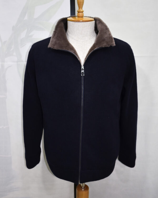 Merino Fur Lined Wool Cardigan