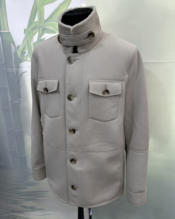 Men’s Shearling Fur Coat – Sand Beige