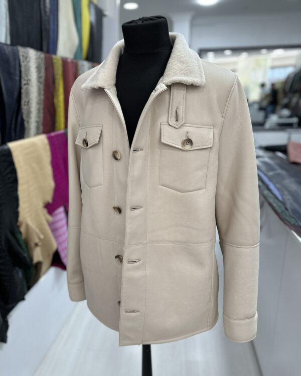 Men’s Shearling Fur Coat – Sand Beige