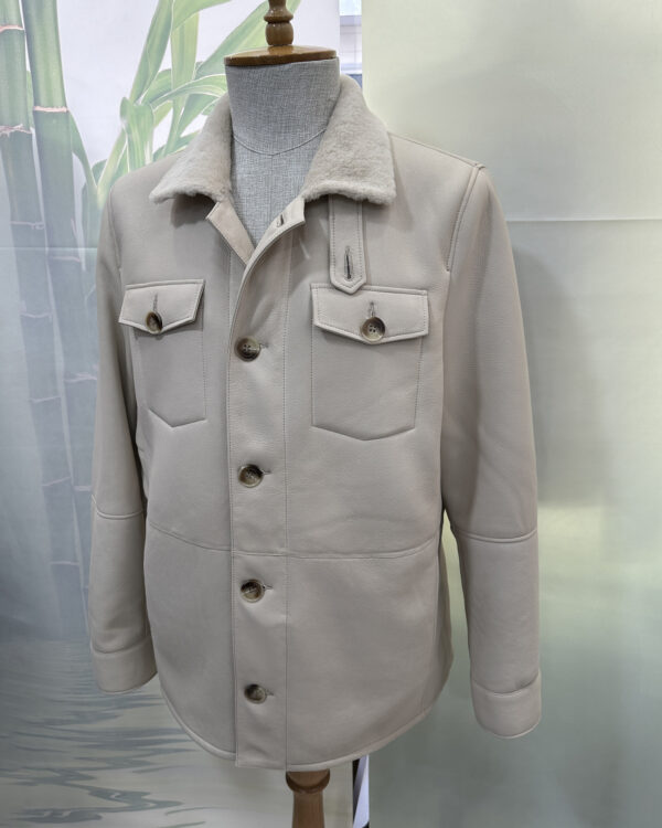 Men’s Shearling Fur Coat – Sand Beige
