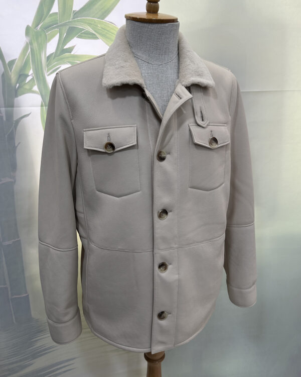 Men’s Shearling Fur Coat – Sand Beige