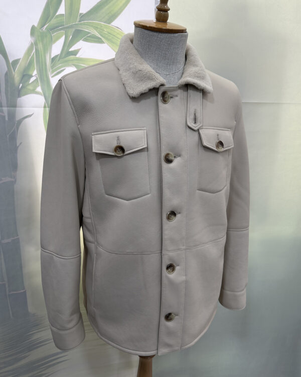 Men’s Shearling Fur Coat – Sand Beige