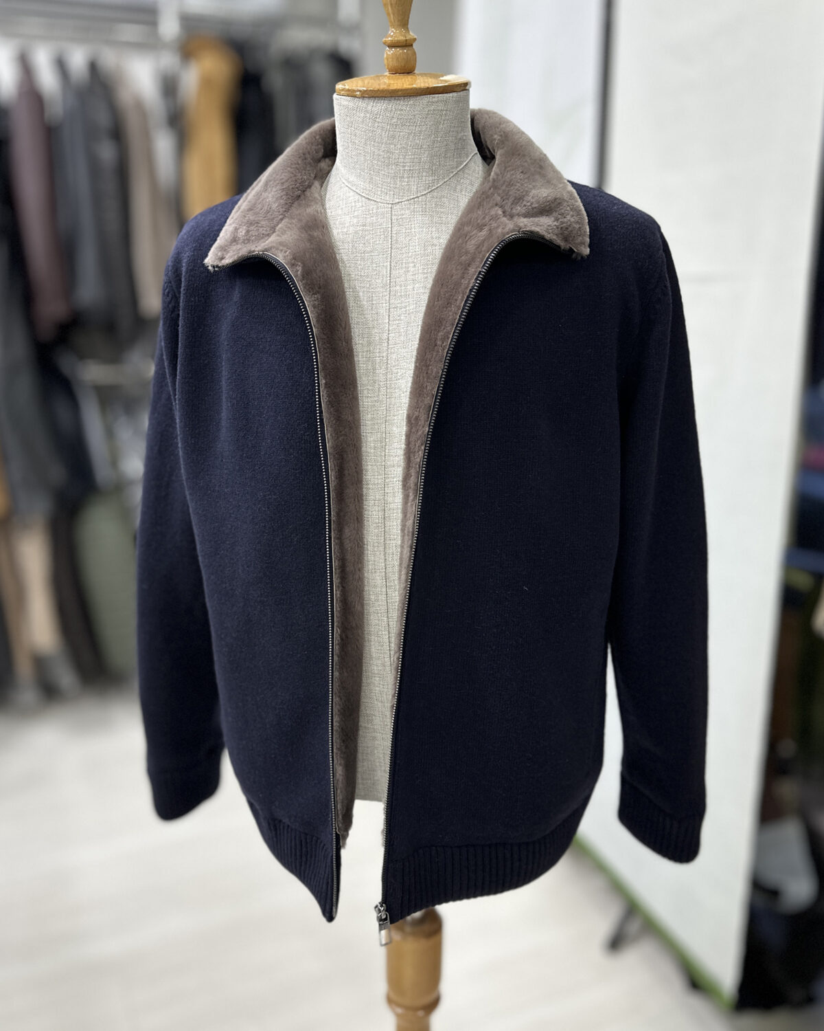 Merino Fur Lined Wool Cardigan