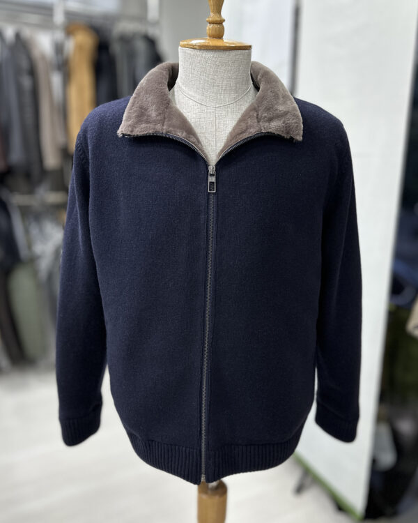 Merino Fur Lined Wool Cardigan