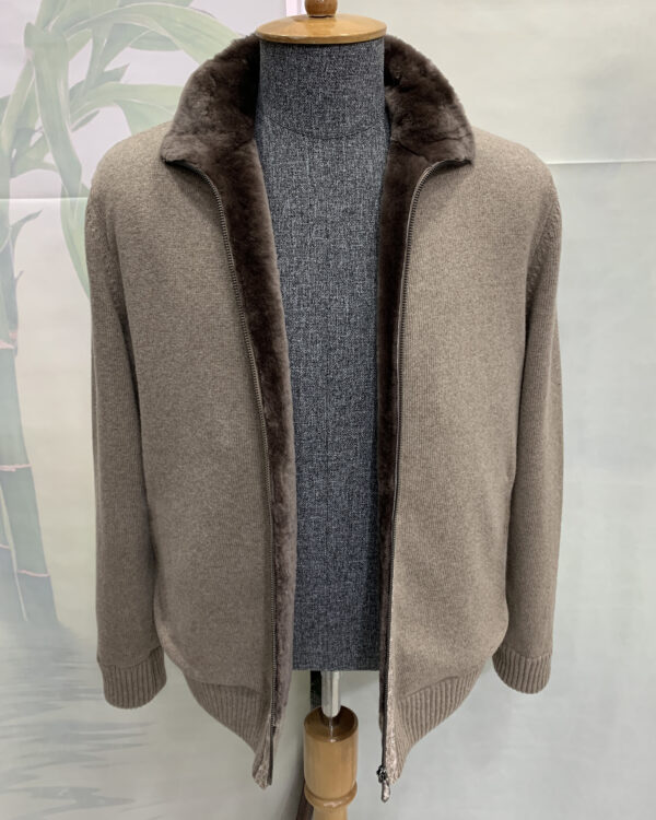 Merino Fur Lined Wool Cardigan
