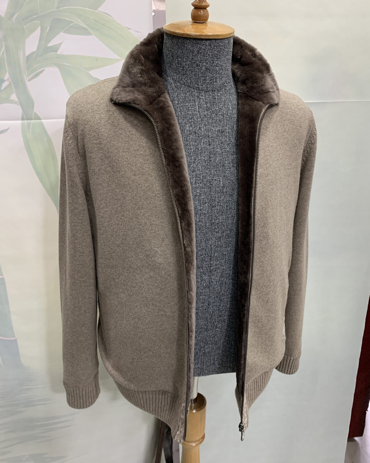 Merino Fur Lined Wool Cardigan