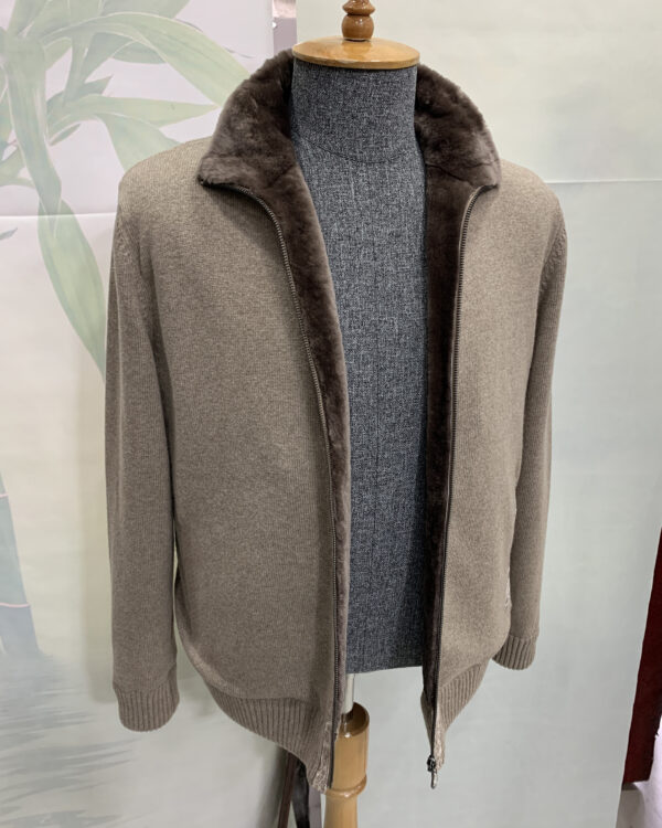 Merino Fur Lined Wool Cardigan