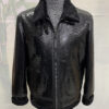 Python Leather Black Shearling Aviator Fur Jacket
