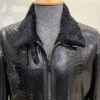 Python Leather Black Shearling Aviator Fur Jacket