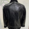 Python Leather Black Shearling Aviator Fur Jacket
