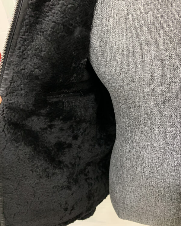 Python Leather Black Shearling Aviator Fur Jacket