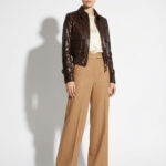 Brown Python Bomber Jacket