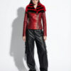 Red Python Jacket With Rabbit Fur