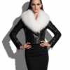 17 Black Python Biker Jacket with Fox Fur Trim