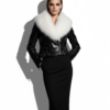 Women's Genuine Python Leather Real Fox Fur Collar Black Exotic Biker Jacket