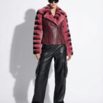 Python Biker Jacket with Rex Rabbit Fur Trim