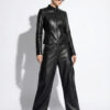 Black Python Moto Jacket with Zip Pockets