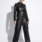 Black Python Moto Jacket with Zip Pockets