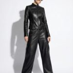 Black Python Moto Jacket with Zip Pockets