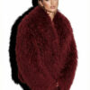 Bordeaux Luxurious Mongolian Lamb Fur Jacket | Burgundy Curly Sheepskin Shaggy Natural Tibetan Winter Coat