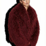 Bordeaux Luxurious Mongolian Lamb Fur Jacket | Burgundy Curly Sheepskin Shaggy Natural Tibetan Winter Coat