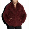 Bordeaux Luxurious Mongolian Lamb Fur Jacket | Burgundy Curly Sheepskin Shaggy Natural Tibetan Winter Coat