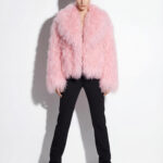 Pink Luxurious Mongolian Lamb Fur Jacket | Curly Sheepskin Shaggy Natural Tibetan Winter Coat