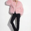 Pink Luxurious Mongolian Lamb Fur Jacket | Curly Sheepskin Shaggy Natural Tibetan Winter Coat