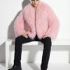 Pink Luxurious Mongolian Lamb Fur Jacket | Curly Sheepskin Shaggy Natural Tibetan Winter Coat