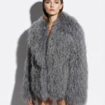 Grey Luxurious Mongolian Lamb Fur Jacket | Gray Curly Sheepskin Shaggy Natural Tibetan Winter Coat