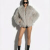 Beige Luxurious Mongolian Lamb Fur Jacket | Gray Curly Sheepskin Shaggy Natural Tibetan Winter Coat